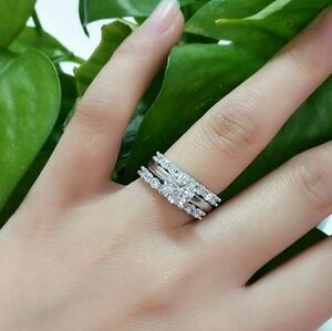 3pc set Engagement Ring and 2 Wedding Bands